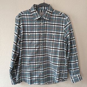 Ash & Erie Flannel Long Sleeve Shirt- Mint Blue Plaid - Medium Standard